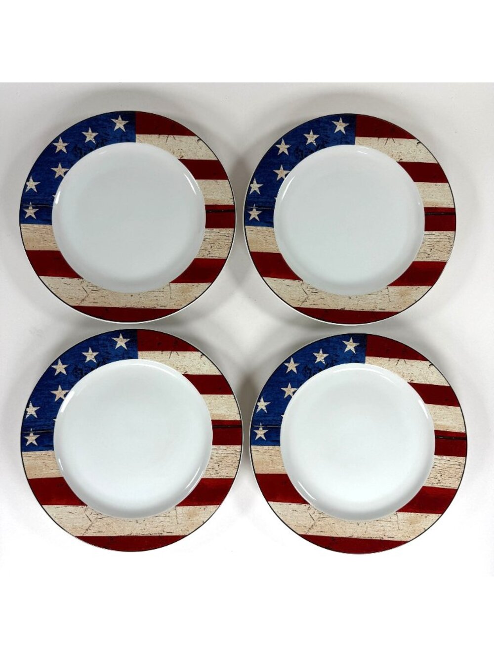 Warren Kimble Sakura Colonial Dinner Plates 1997 Set Of 4 Flag Design Dishwasher